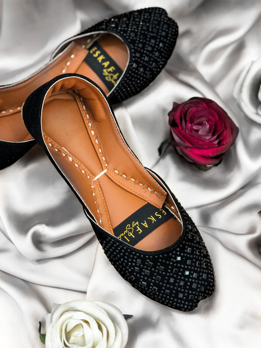 Black Stones - Embroidered Black Women Khussa